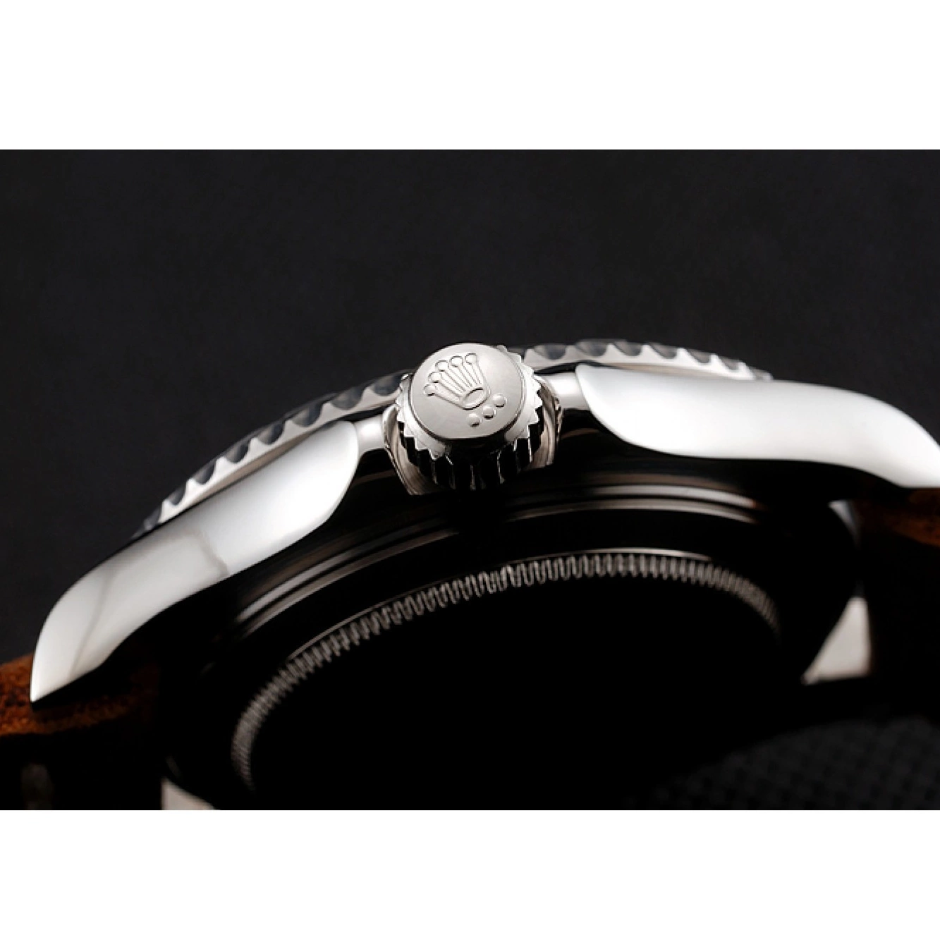 Rolex aaa copy Rolex Bracelet Silver Case 1453859 Yacht Master Brown Black Dial Leather 0616